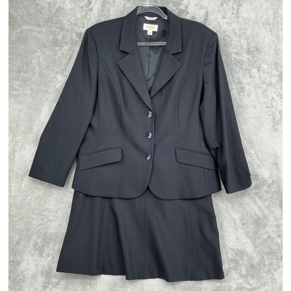 Vintage Talbots Skirt Suit Women 16 Wool Italian Fabric Blazer Office Career Zip